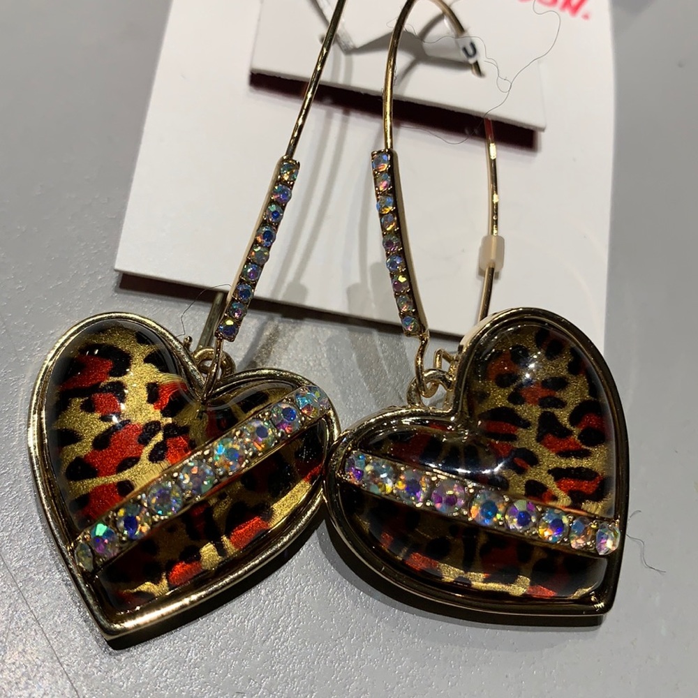 New Betsey Johnson Leopard Hanging Earrings